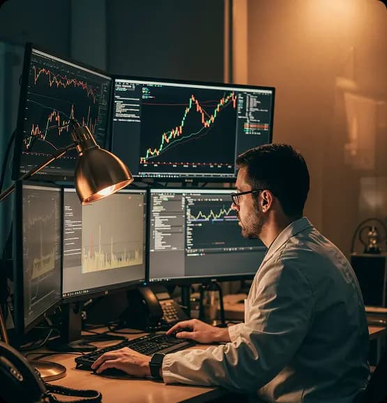 Trading workstation with charts and analysis tools
